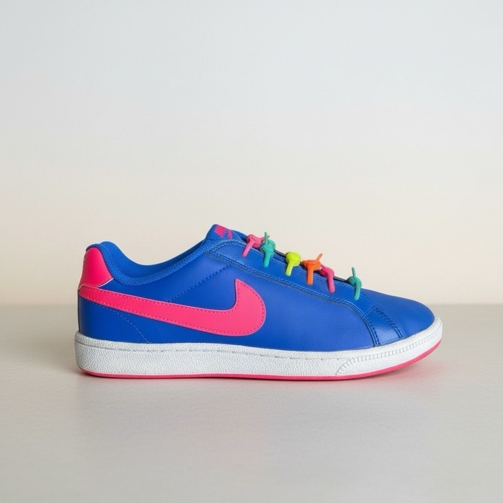 Nike Court‎ Majestic Sneakers Womens Size 7 Neon Blue Pink Hickies No Tie Laces